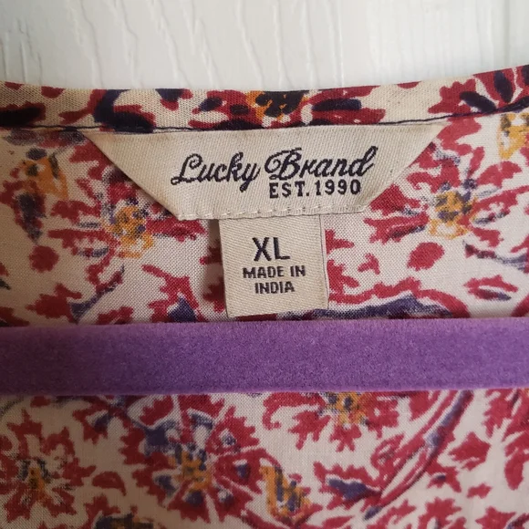 Lucky Brand Boho Embellished Peasant Blouse XL - Picture 4 of 4